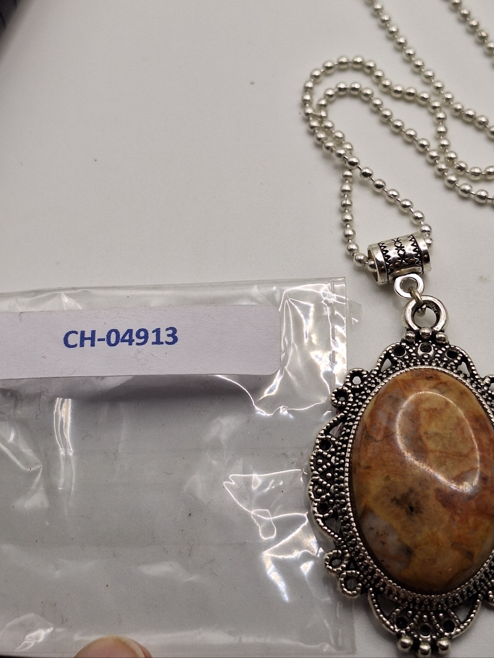Crazy Lace Agate Necklace Natural Stone Pendant Silver Boho Western Jewelry - Picture 8 of 8